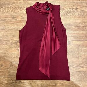 Banana Republic Burgundy Wine Sleeveless Sweater with Tie Silk Cashmere Blend